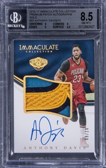2016-17 Panini Immaculate Collection “Premium Patch Autographs” Gold #23 Anthony Davis Signed Patch Card (#09/10) - BGS NM-MT+ 8.5/BGS 10
